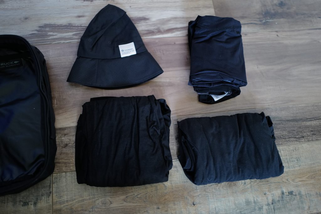 One hat, two shirts, two underwear